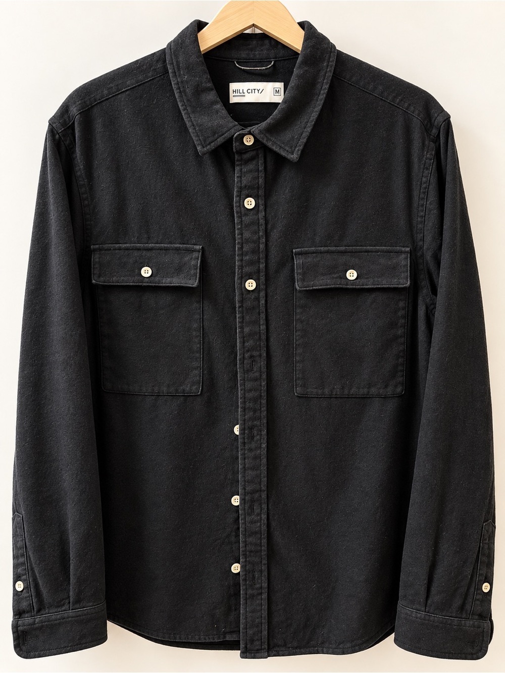 Hill City Men's Black Button-Front Shirt Jacket